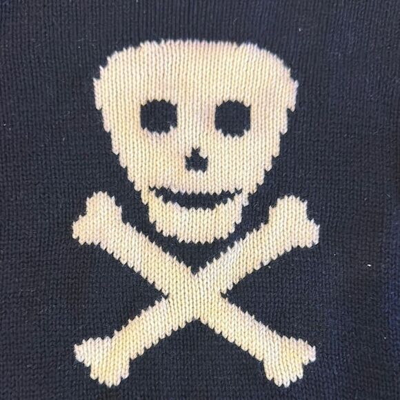 Best & Co. Boys Navy & Red Sweater with Skull and Crossbones - Size 5 - Picture 2 of 6